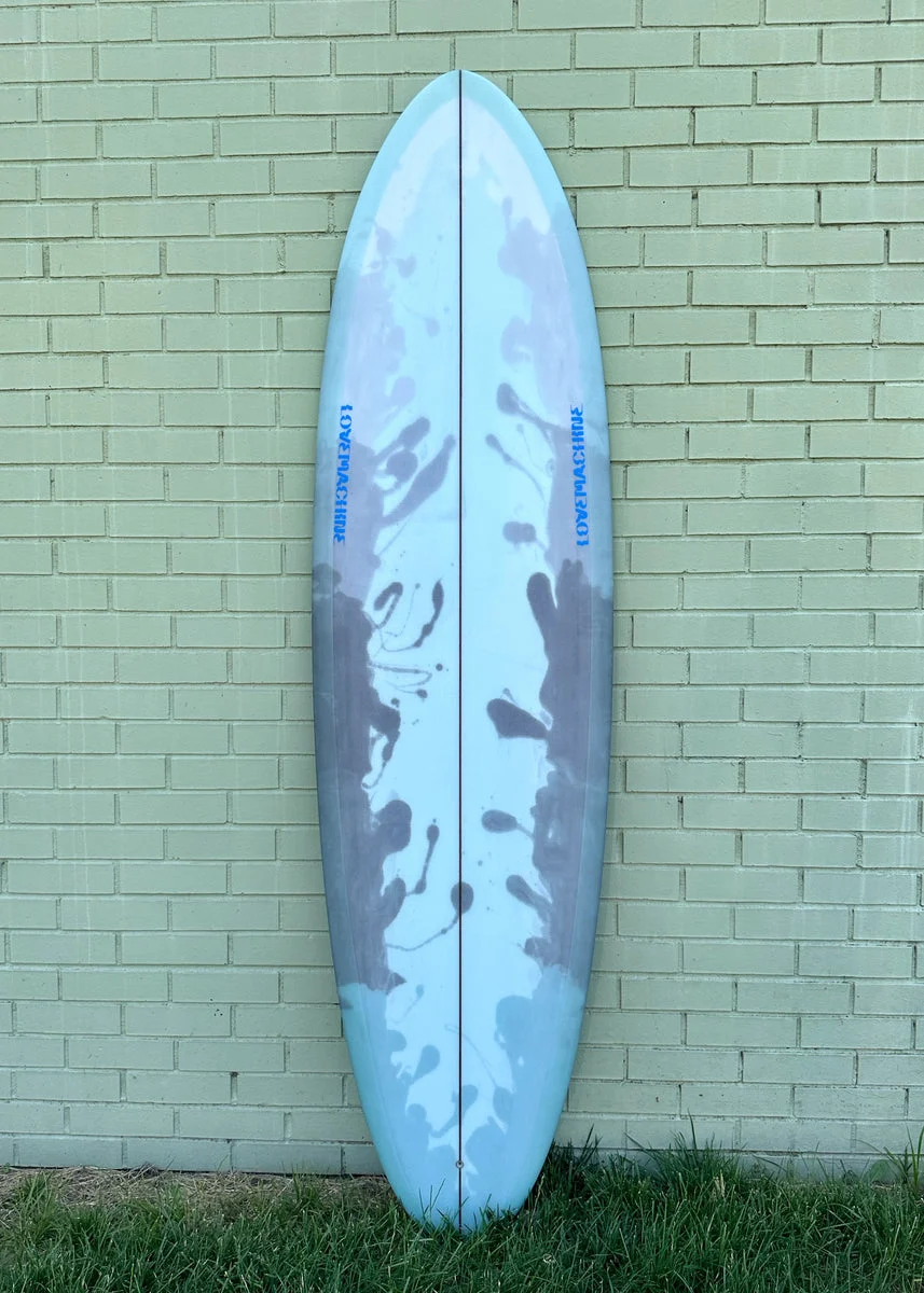 6'8" Lovemachine Surfboards Cheet - Aqua Abstract