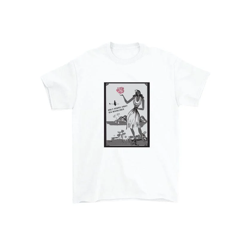 Aloha Days Kids T-Shirt Hula Girl Frame Made in Hawaii (XSmall-Large) White