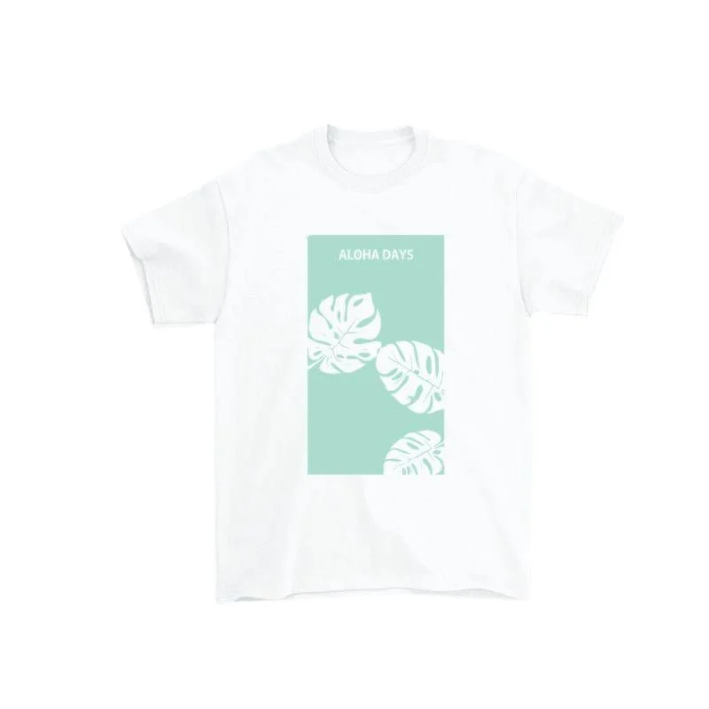 Aloha Days Kids T-Shirt MONSTERA LTD. Made in Hawaii (XSmall-Large) White