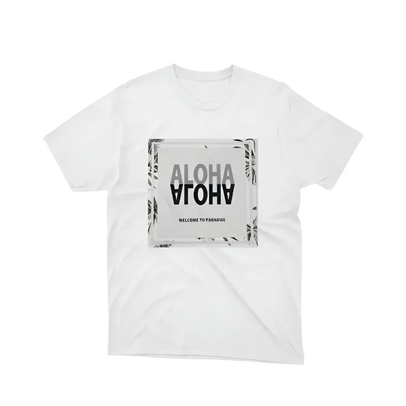 Aloha Days T-Shirt FLOWER SQUARE LTD. Made in Hawaii Small-XLarge White