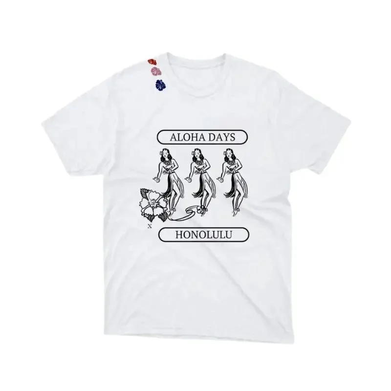 Aloha Days T-Shirt Men's HULAGIRL3 Made in Hawaii White