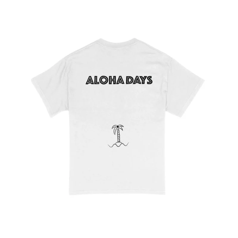 Aloha Days T-Shirt RETRO PALM Made in Hawaii Small White
