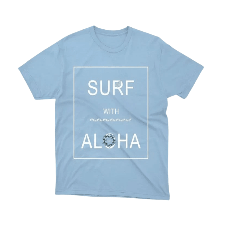 Aloha Days T-Shirt SURF & ALOHA Made in Hawaii S-XL Light Blue