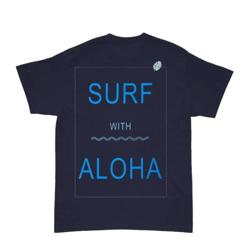 Aloha Days T-Shirt SURF & ALOHA Made in Hawaii (Small-Large) Navy