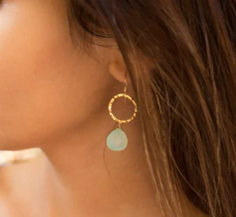 Aqua Chalcedony Earrings-14k Fill