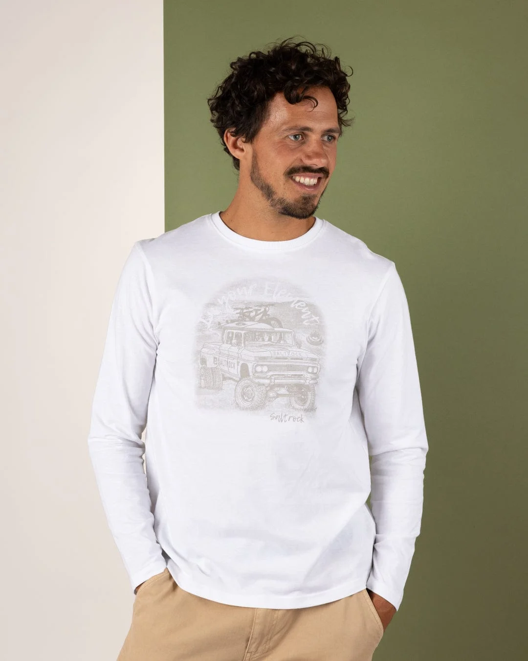 Axle Mens Long Sleeve T-Shirt in White