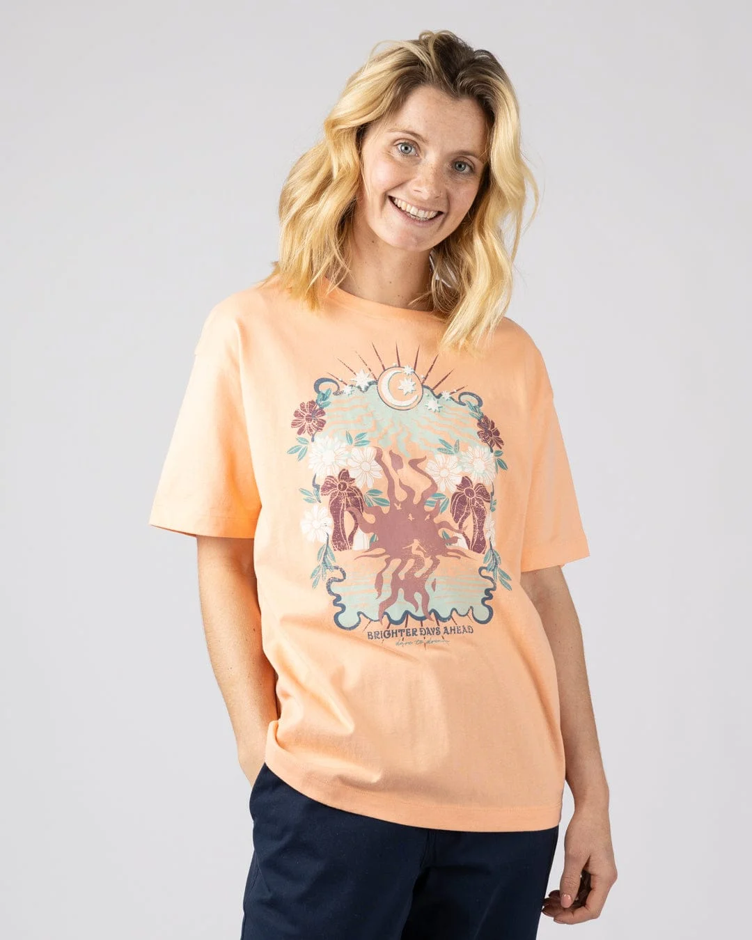 Better Days Womens Oversized Short Sleeve T-shirt in Orange