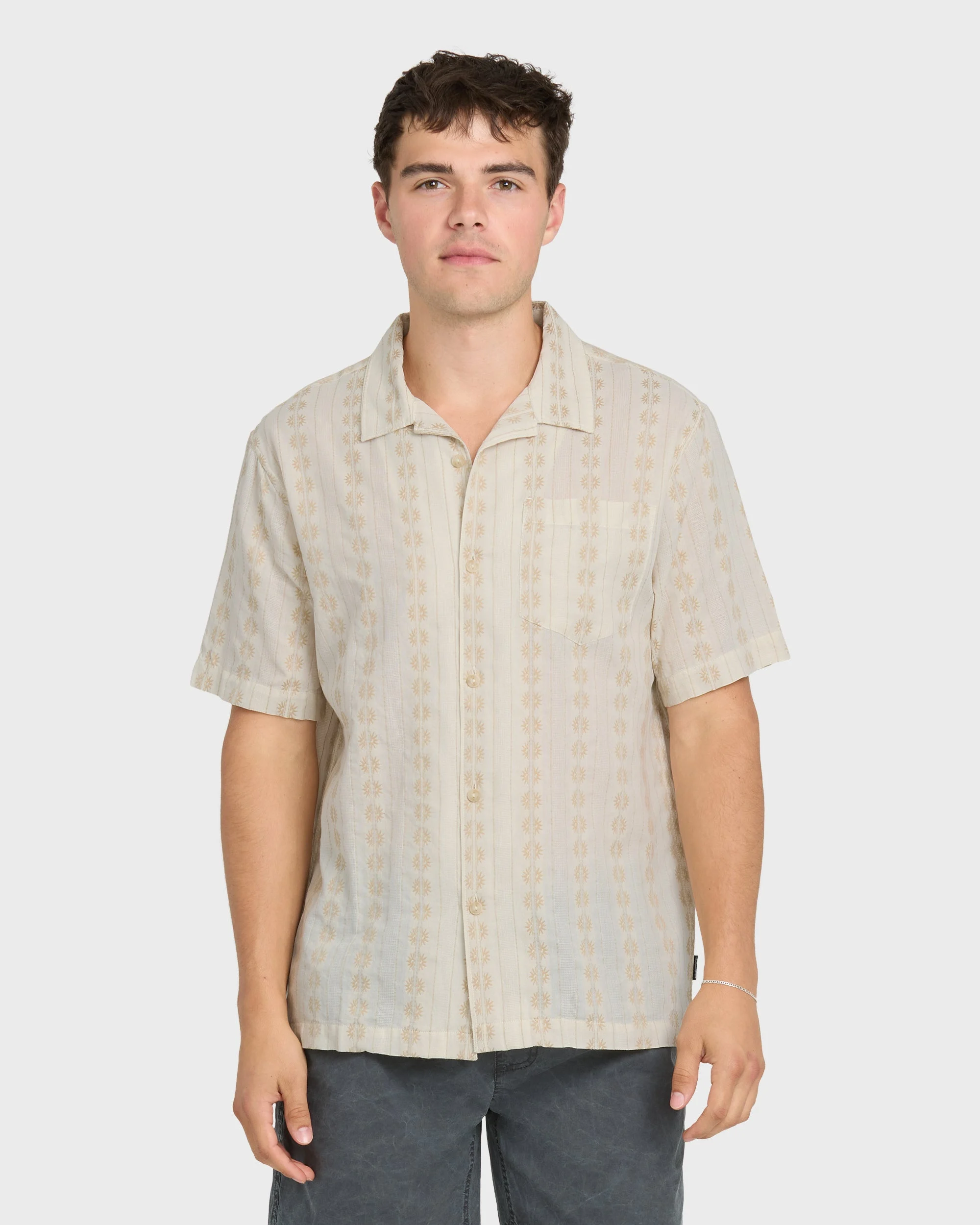 Bishop Jacquard Camp Short Sleeve Cotton Shirt - Twill | Quiksilver