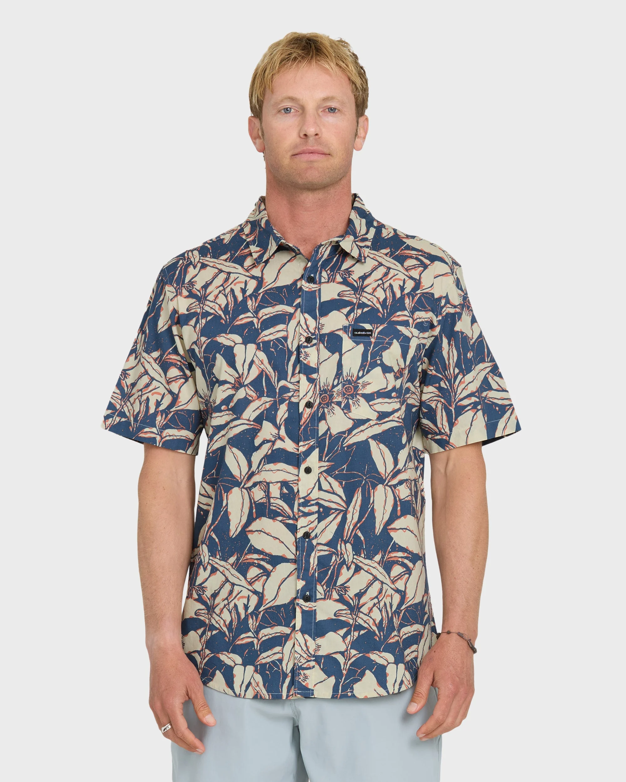 Cantina Classic Short Sleeve Cotton Shirt - Dark Denim | Quiksilver