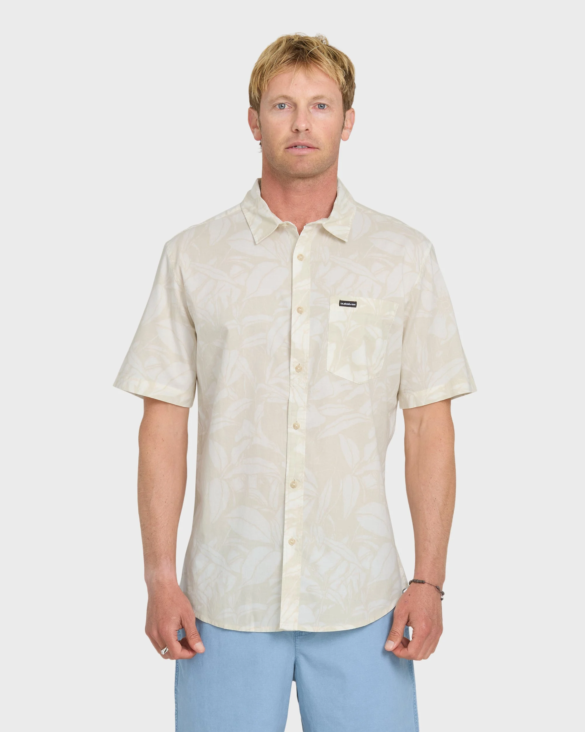 Cantina Classic Short Sleeve Cotton Shirt - Silver Birch | Quiksilver