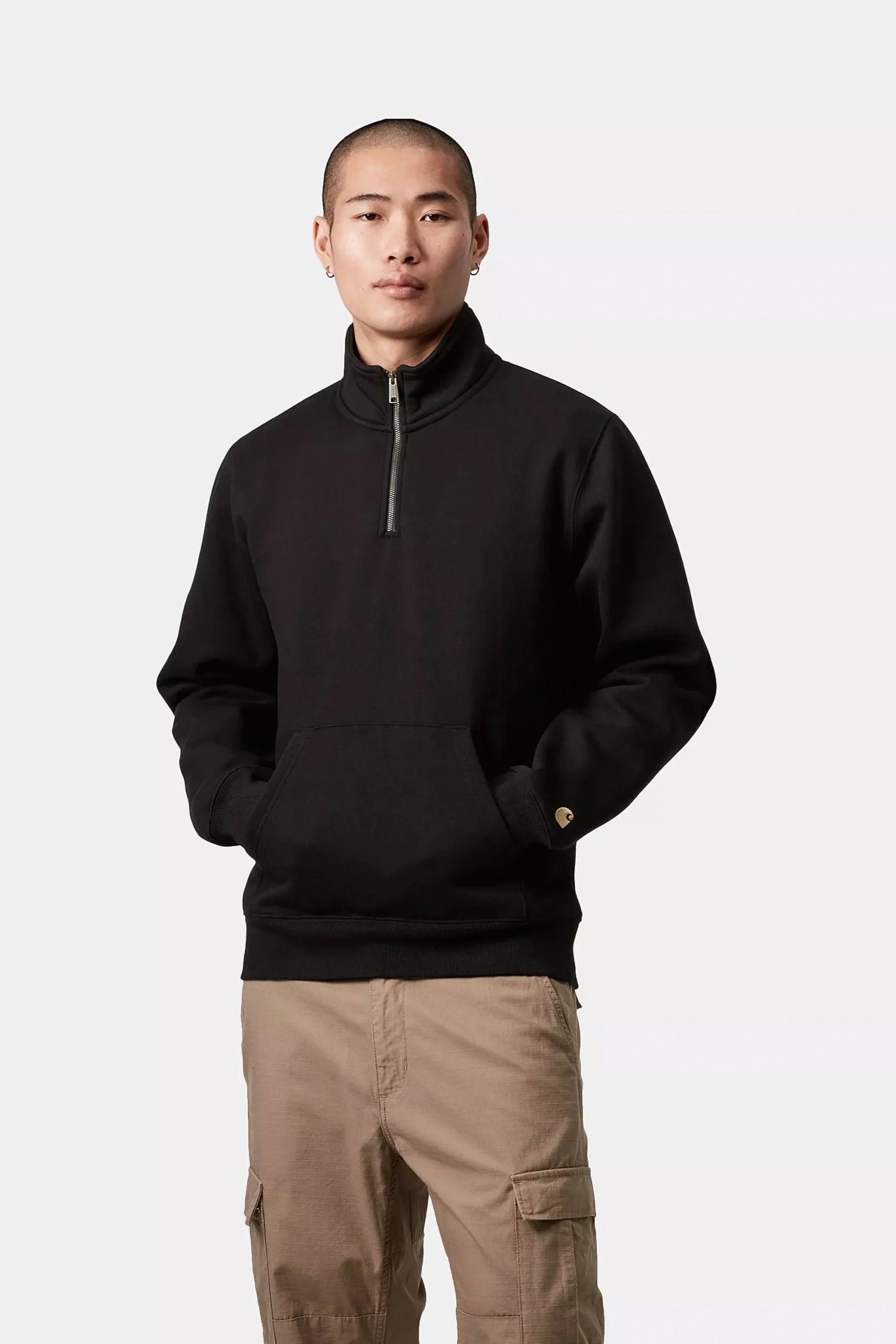 CARHARTT WIP - CHASE NECK ZIP SWEAT - BLACK