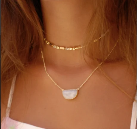 Celeste Half Moon Necklace- Moonstone