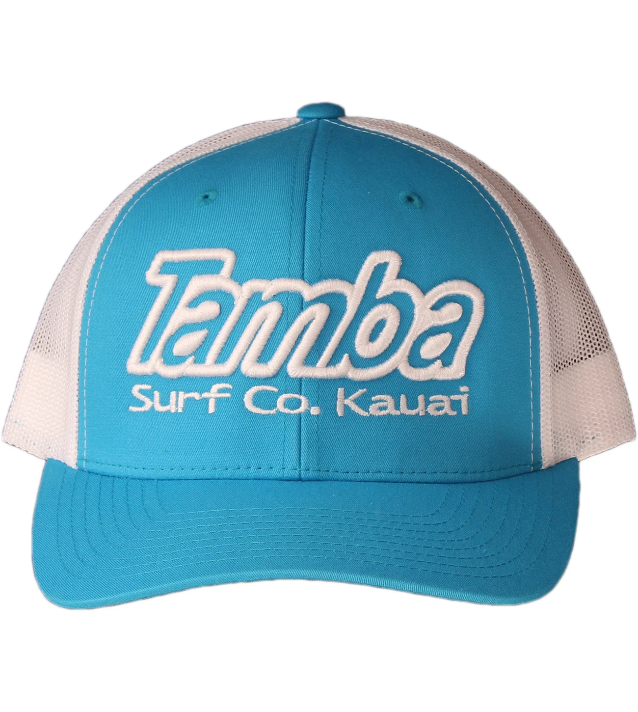 Classic Surf Co Two-Tone 3D Curvebill Mesh Snapback Hat - Turquoise/Wh