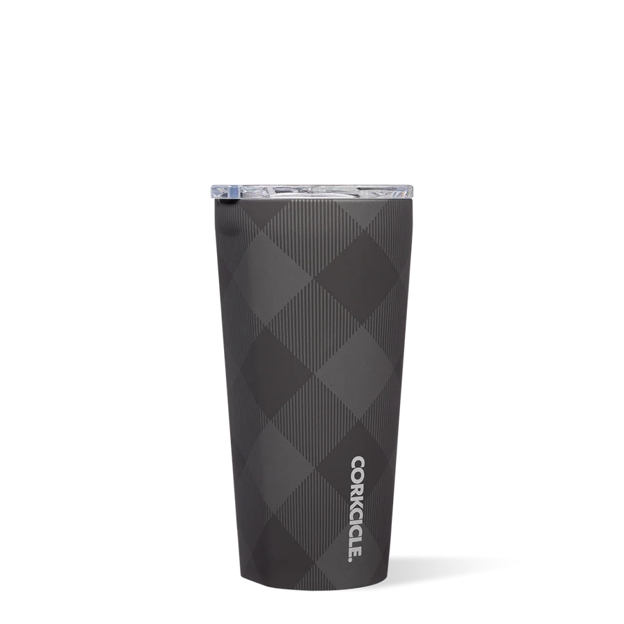 Corkcicle 16 oz Tumbler-Buffalo Plaid Grey