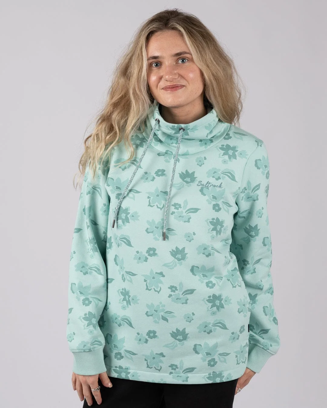 Daze Womens Funnel Neck Sweatshirt in Light Blue