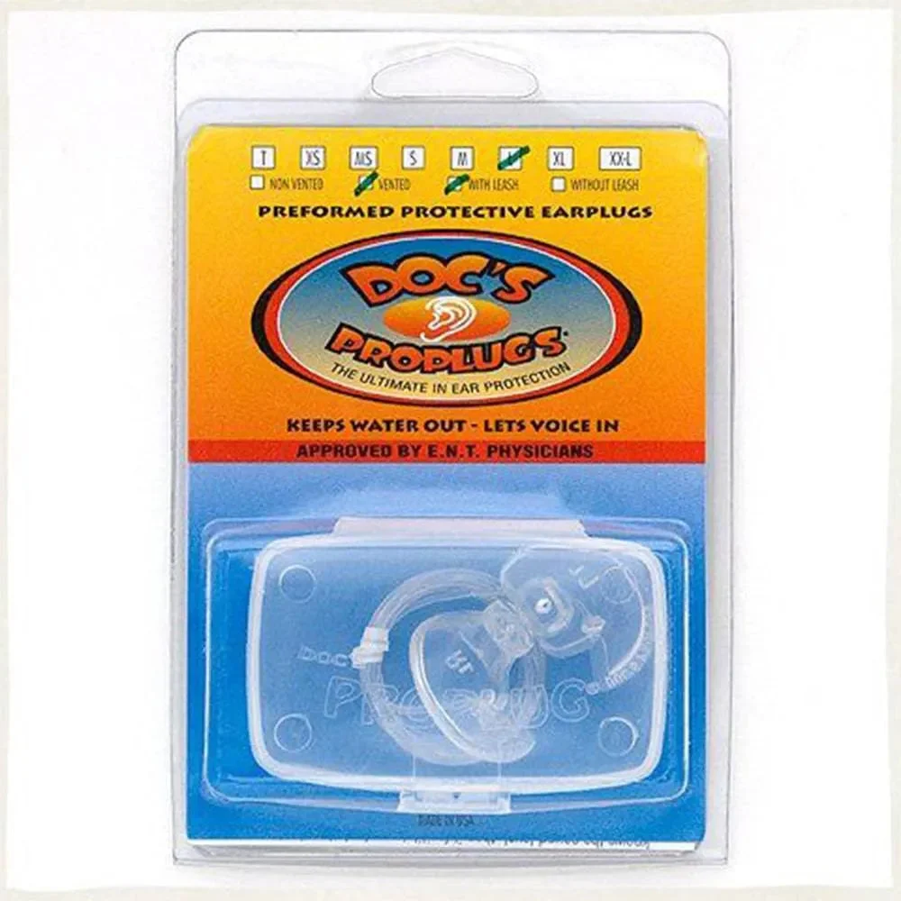 Doc's Proplugs - Vented, Clear w/ Leash