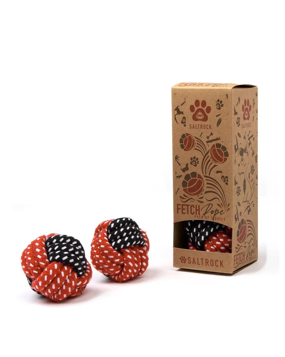 Fetch 3 Pack Rope Dog Balls in Red