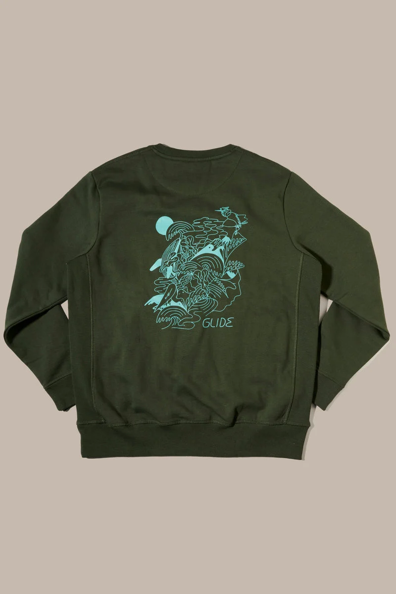 Glide x Valdes Studio Crewneck Sweatshirt - Hunter Green