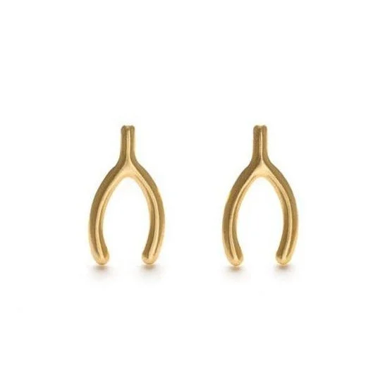 Gold Wishbone Studs