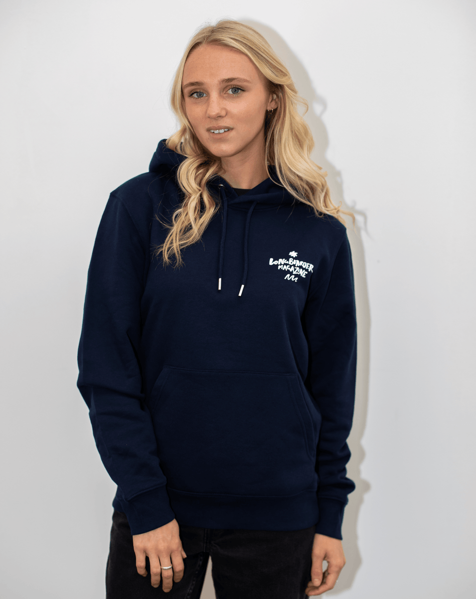 Good Times Longboarder Magazine Unisex Hoodie Navy
