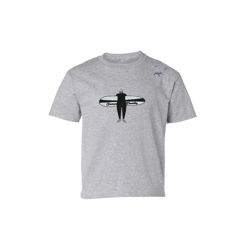 HawaiianSouthShore Kids T-Shirt James Surfer2 (Small-Large) Grey