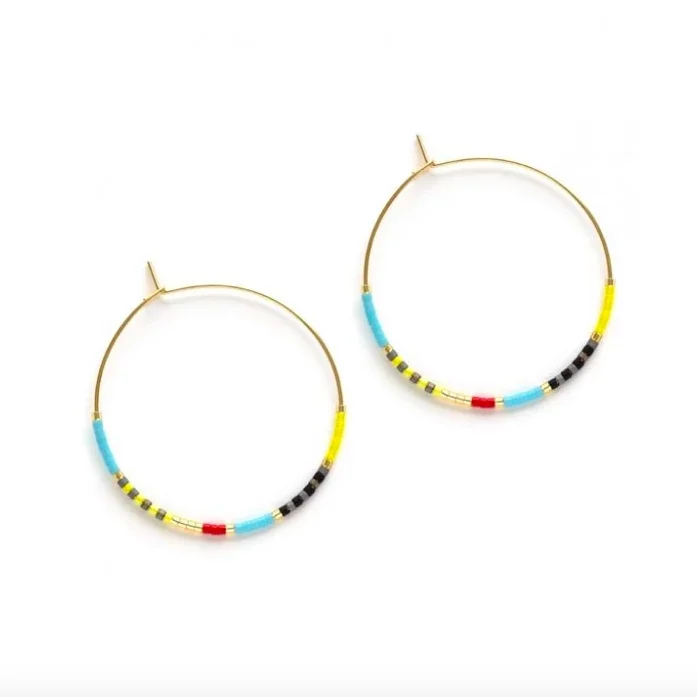 Japanese Seed Bead Hoop Earrings