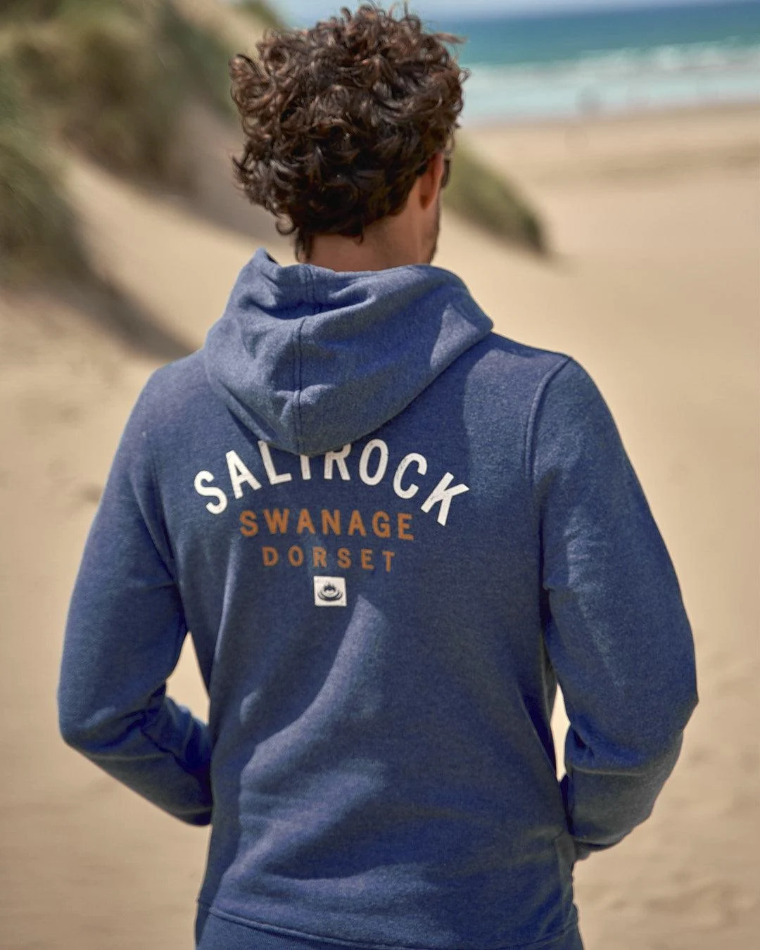 Location Mens Pop Hoodie Swanage in Blue