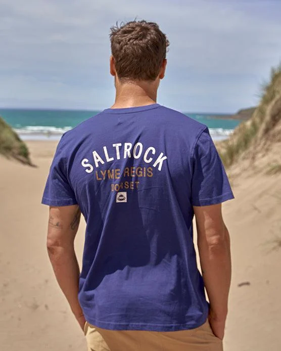 Location T-Shirt Mens Lyme Regis in Blue