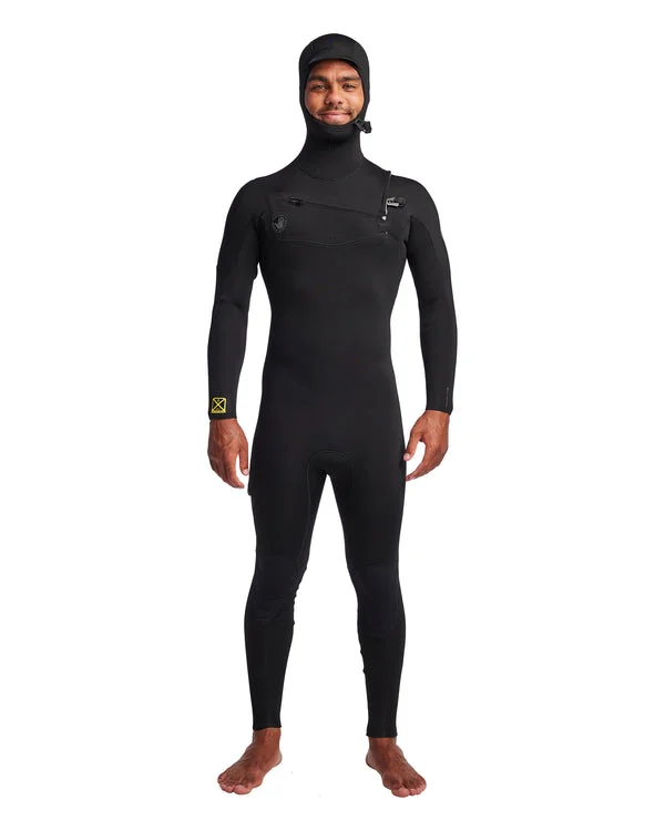 Men's Gold Cell Hooded Chest Zip 4/3mm Fullsuit - Black