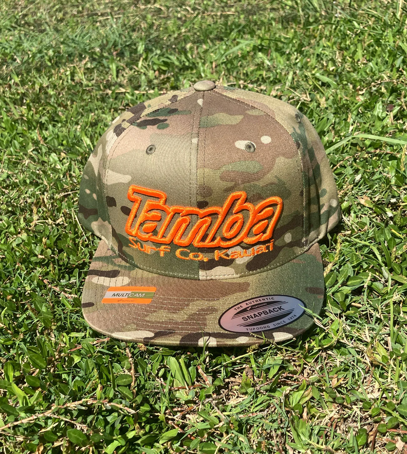 Multicam Camo Surf Co 3D Premium Snapback Hat - Light/Orange