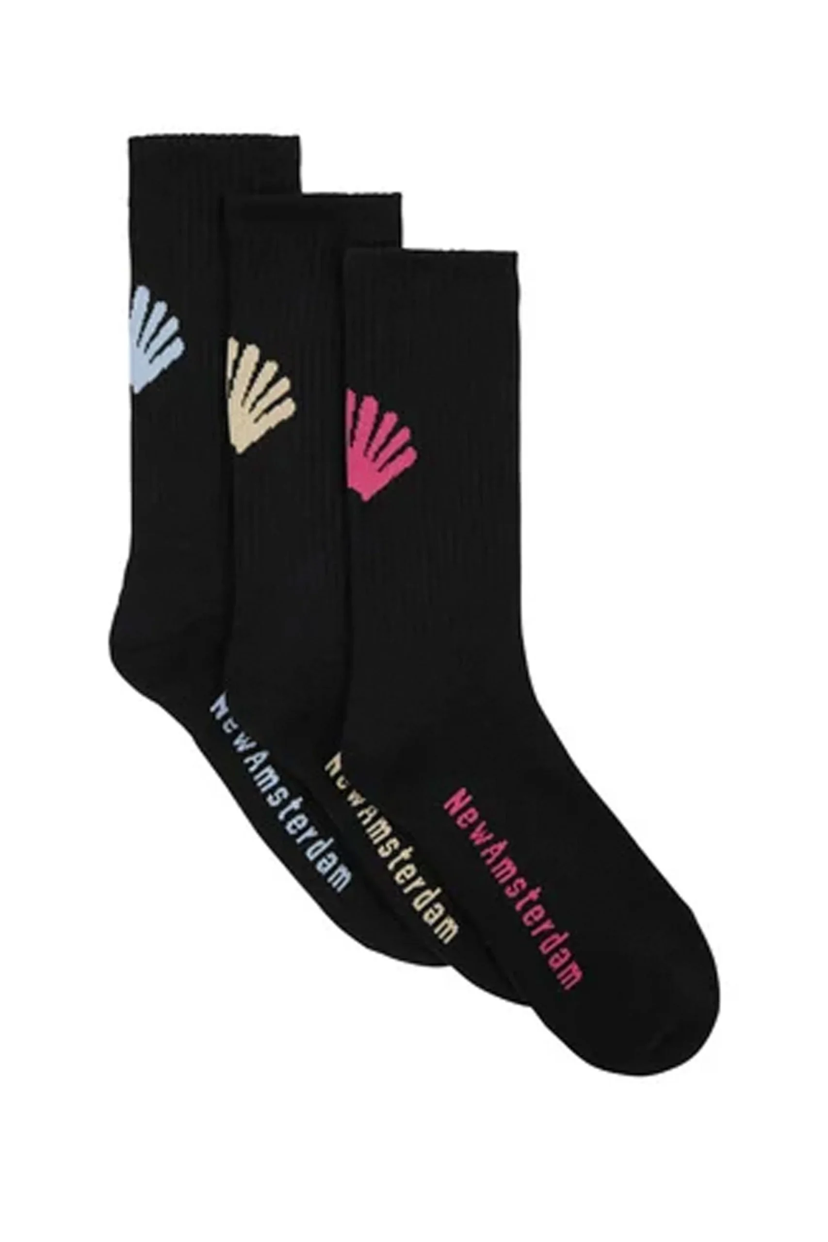 NEW AMSTERDAM SURF ASSOCIATION - LOGO SOCKS - 3PACK - BLACK