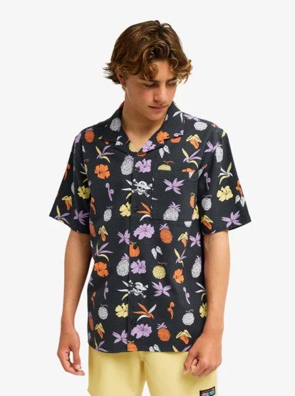One Piece No Mi Short Sleeve Shirt - Phantom Opqs Gomu No Mi | Quiksilver