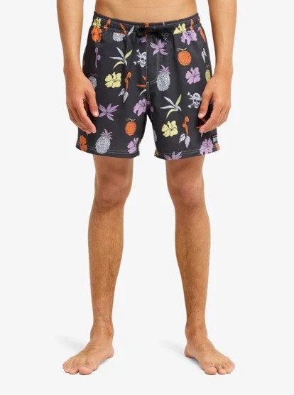 One Piece Printed 16" Elastic Waist Boardshorts - Phantom Opqs Gomu No Mi | Quiksilver