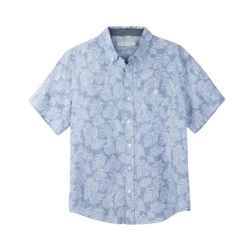 Outerknown SHIRT Linen Leaves (Medium/XLarge) Atlantic