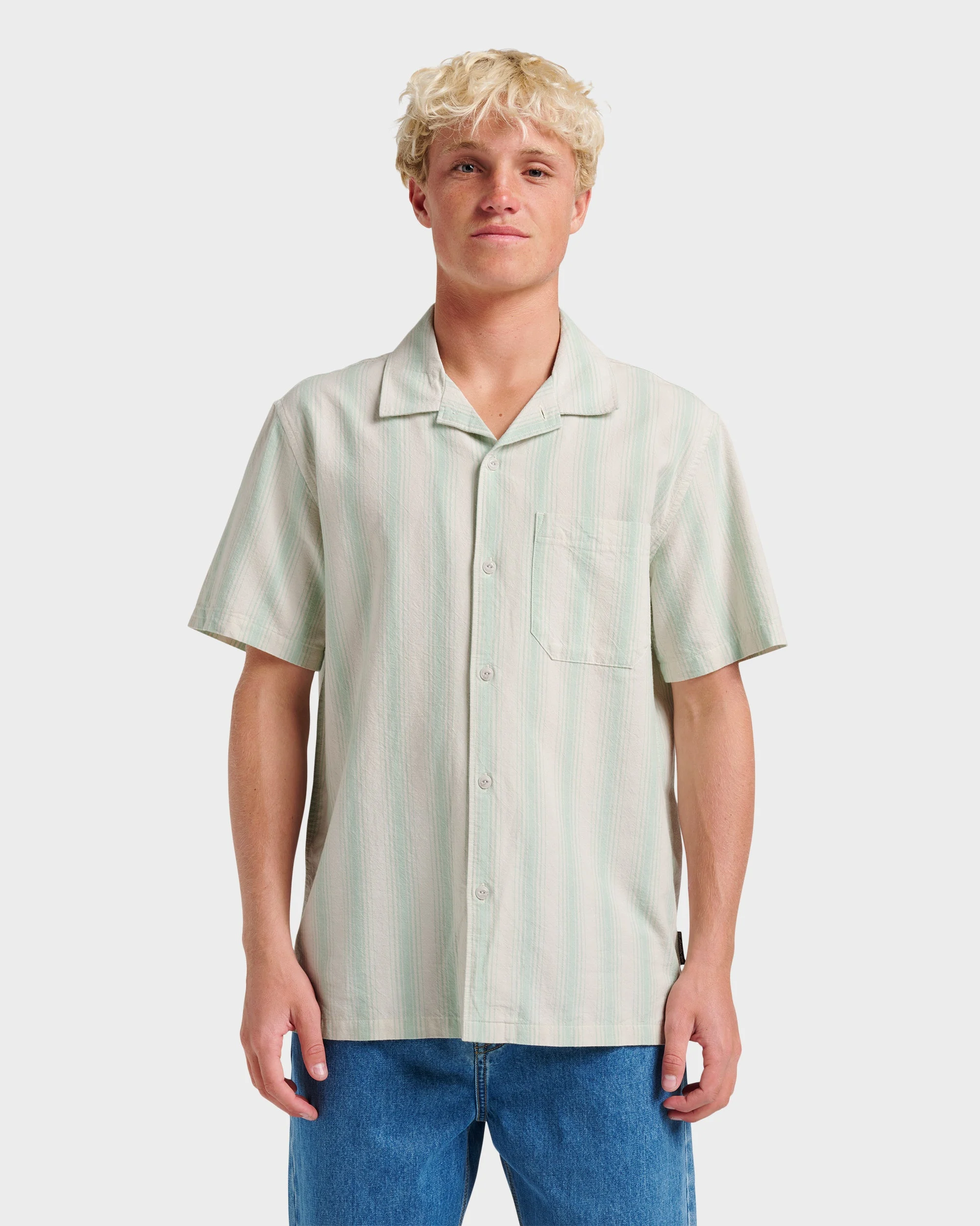 Oxford Stripe Casual Short Sleeve Shirt - Moonstruck | Quiksilver