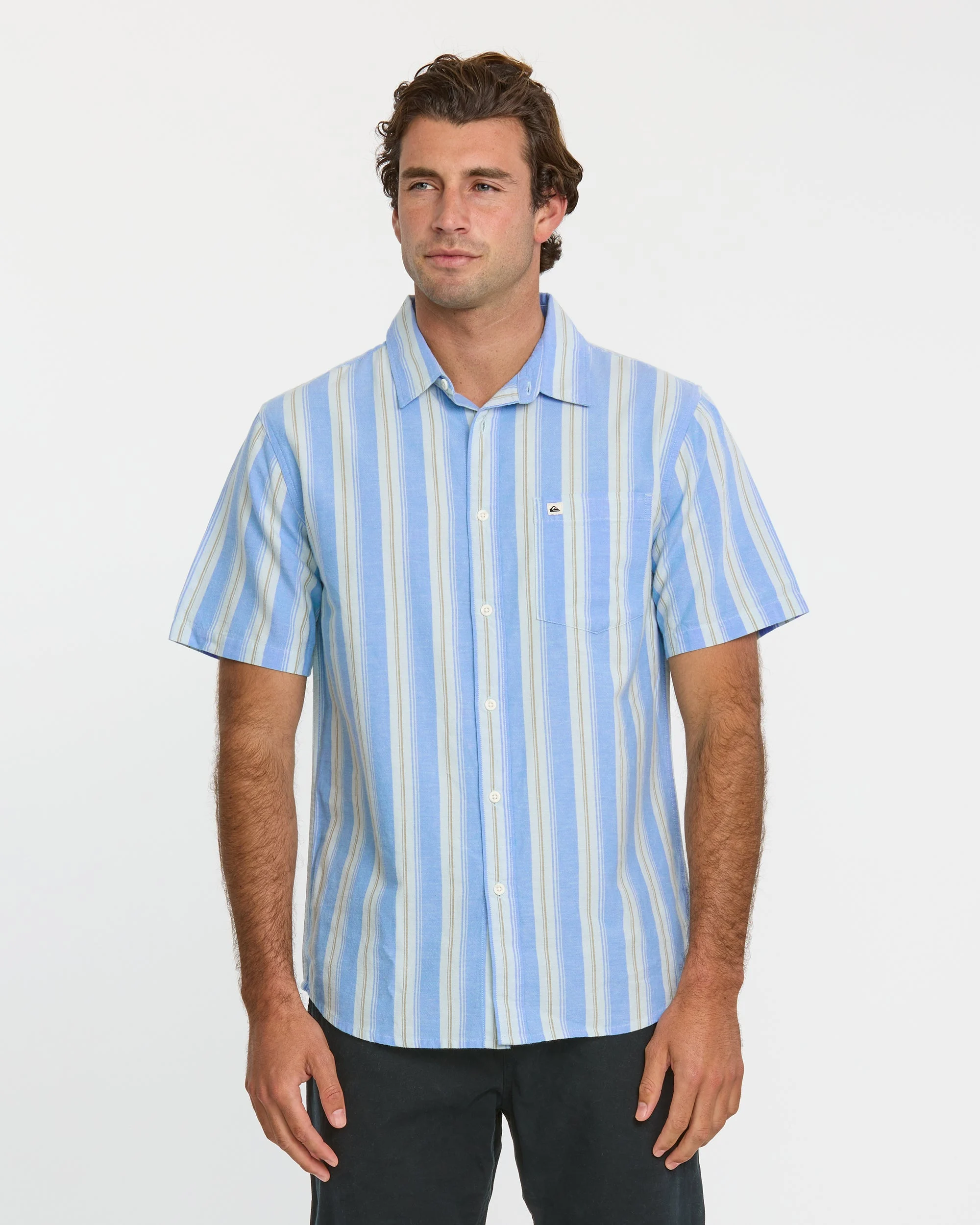 Oxford Stripe Classic Short Sleeve Shirt - Azure | Quiksilver