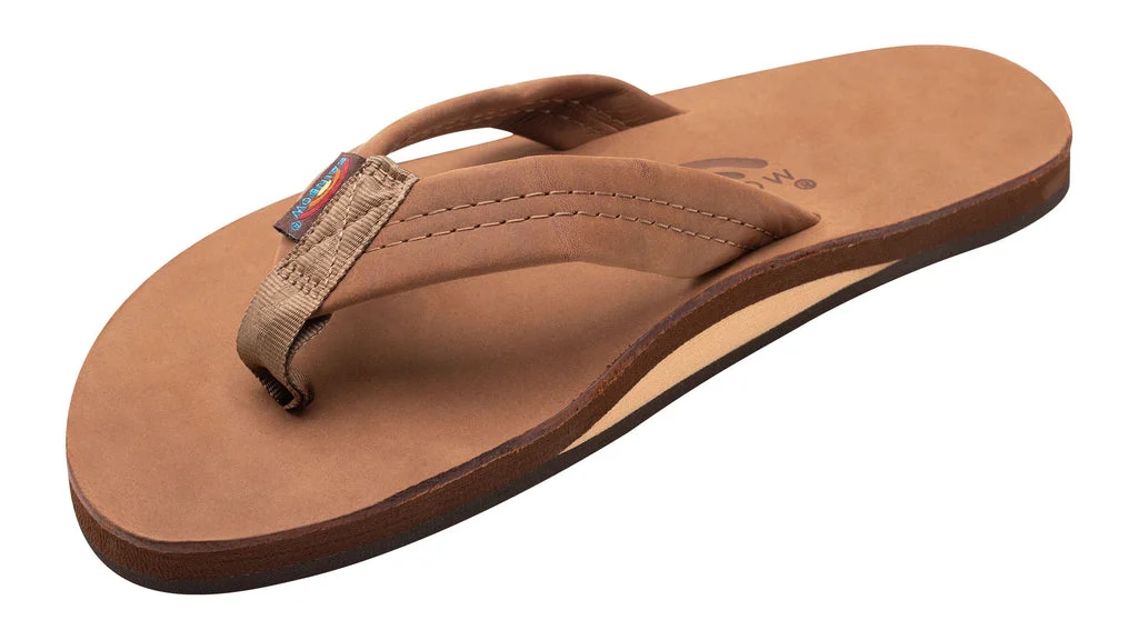 Rainbow M's Single Layer Leather Sandal-Redwood