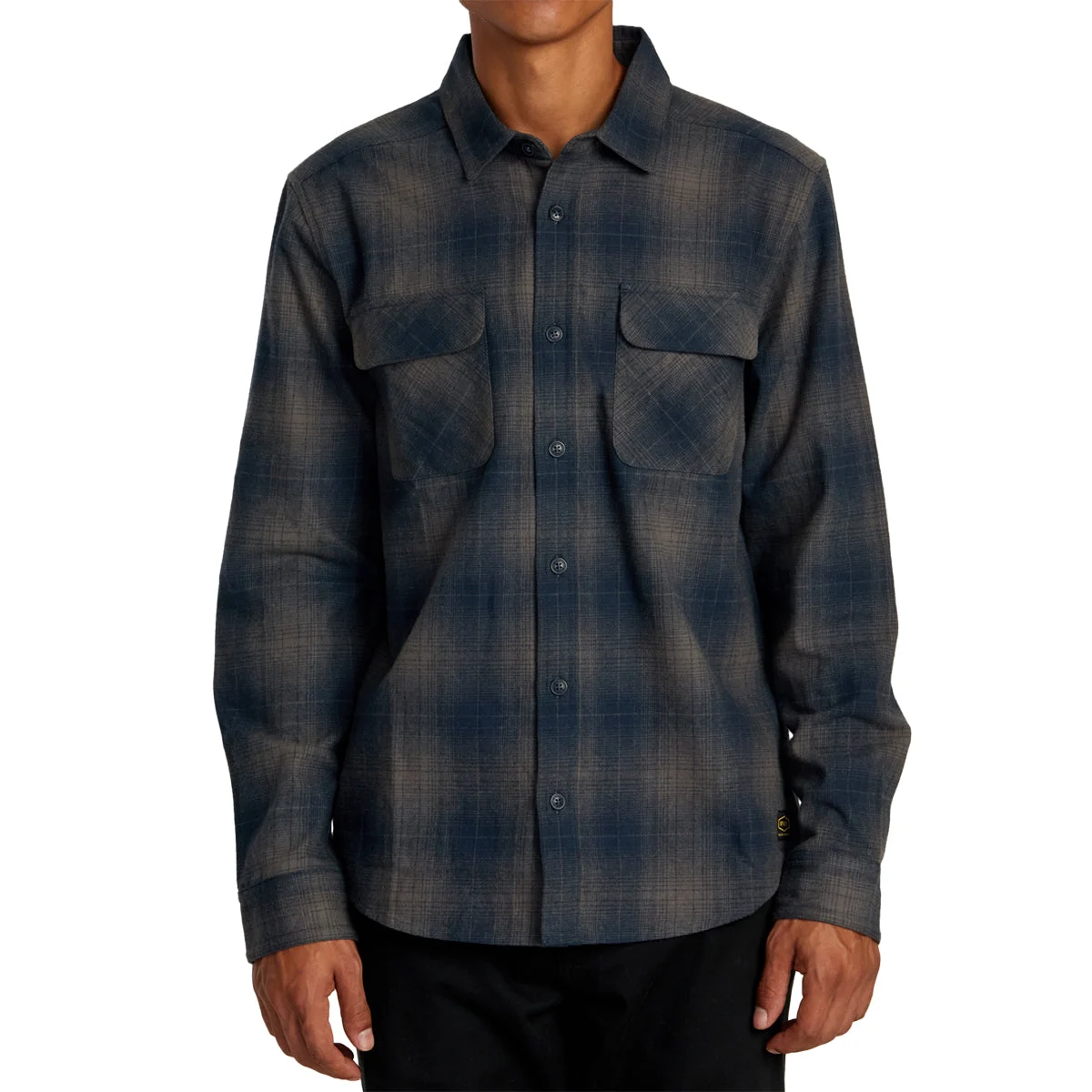 RVCA Dayshift Long Sleeve Button-Up Flannel Shirt - Smoke