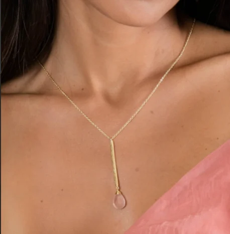 Sandy Necklace- Rose Quartz