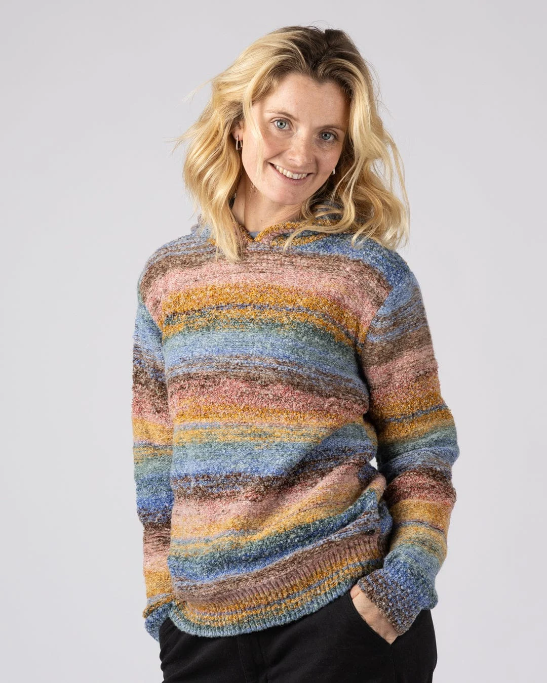 Space Dye Erin Womens Hooded Jumper in Blue