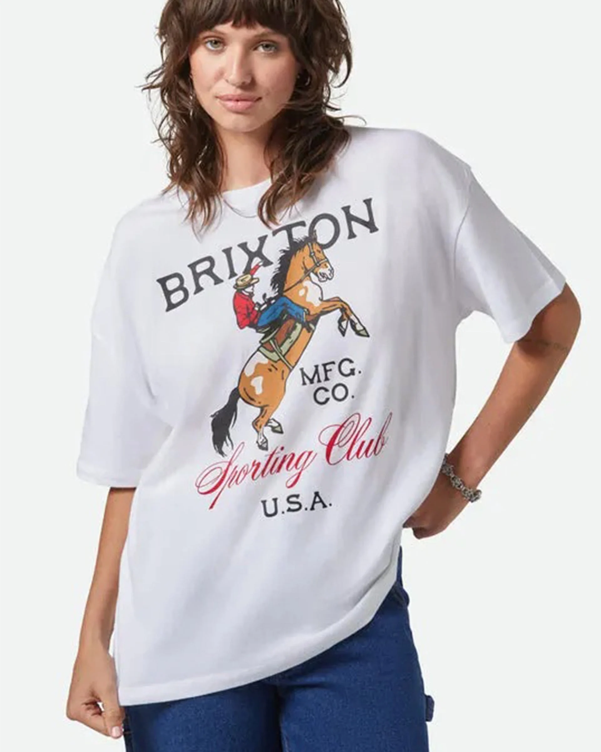 Sporting Club Oversized Boyfriend T-Shirt - White