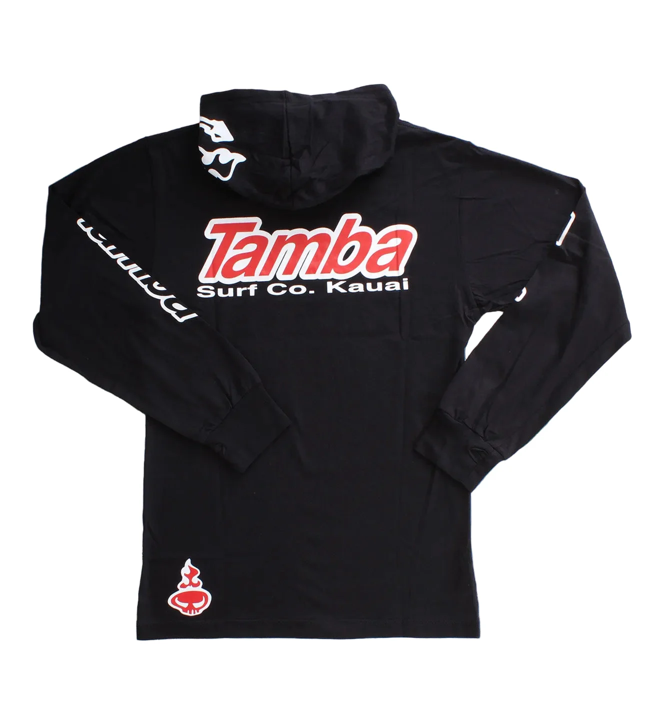 Surf Co Kauai Hooded Long Sleeve Shirt - Black/White/Red