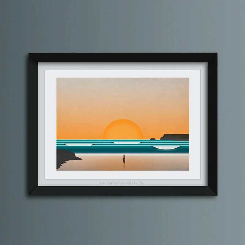 Surf Prints - Polzeth at Sunset - Single Fin Co.