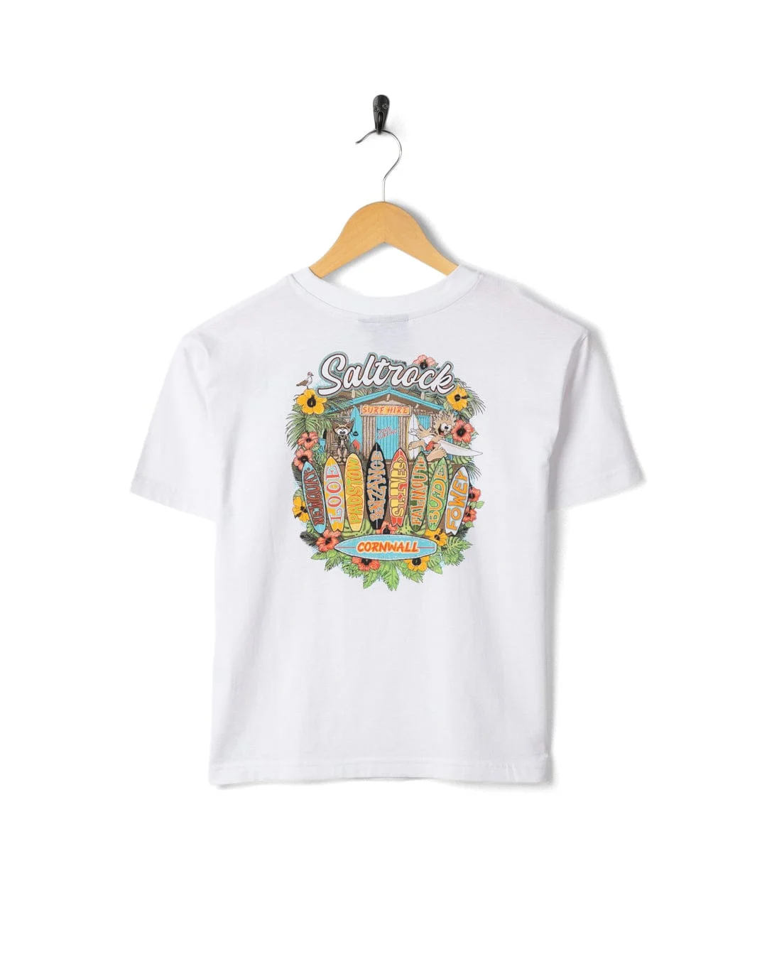 Surf Shack Cornwall Kids Short Sleeve T-shirt in White