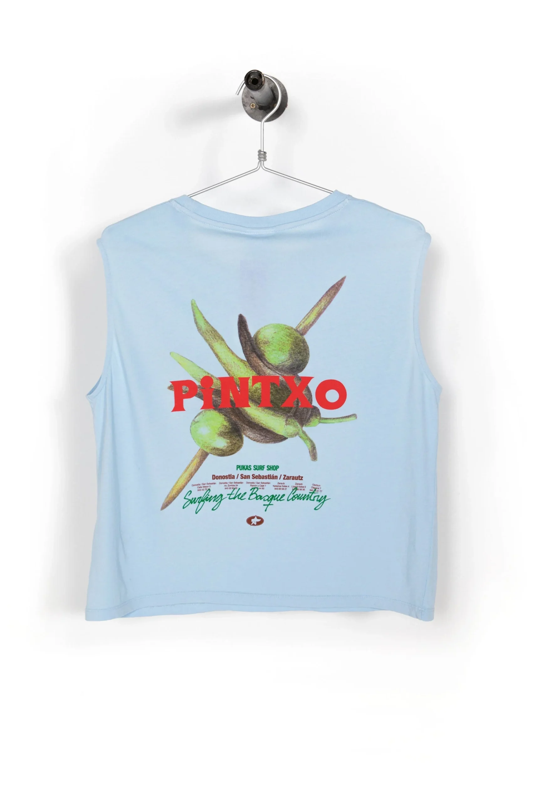 SURFING THE BASQUE COUNTRY - PINTXO 2.0 TANK TEE - POWDER BLUE