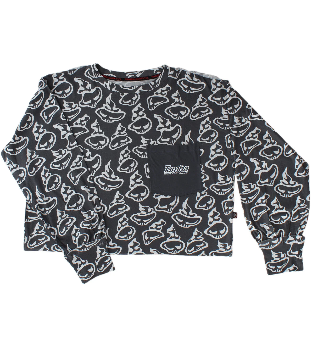 Swirly Women's Long Sleeve Cropped Shirt - Light Grey