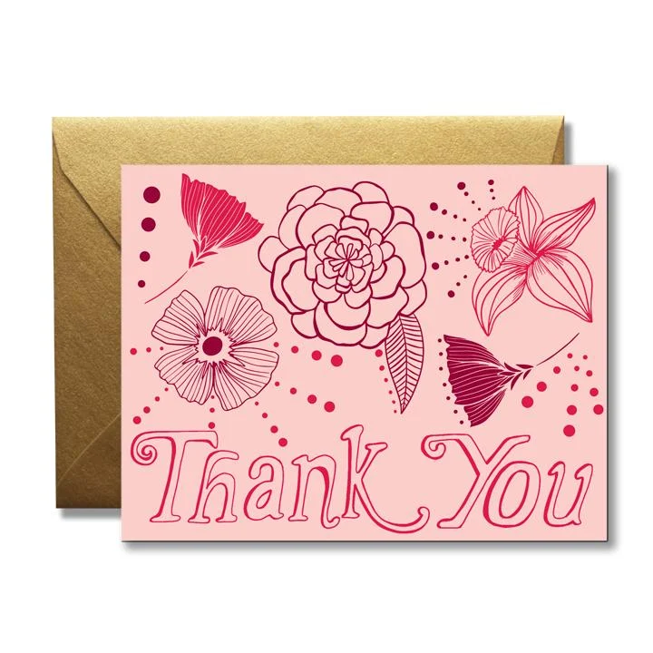 Thank You Pink Flowers Card