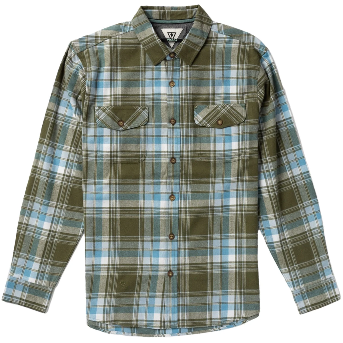 Vissla Central Coast Eco Long Sleeve Button-Up Flannel Shirt - Army