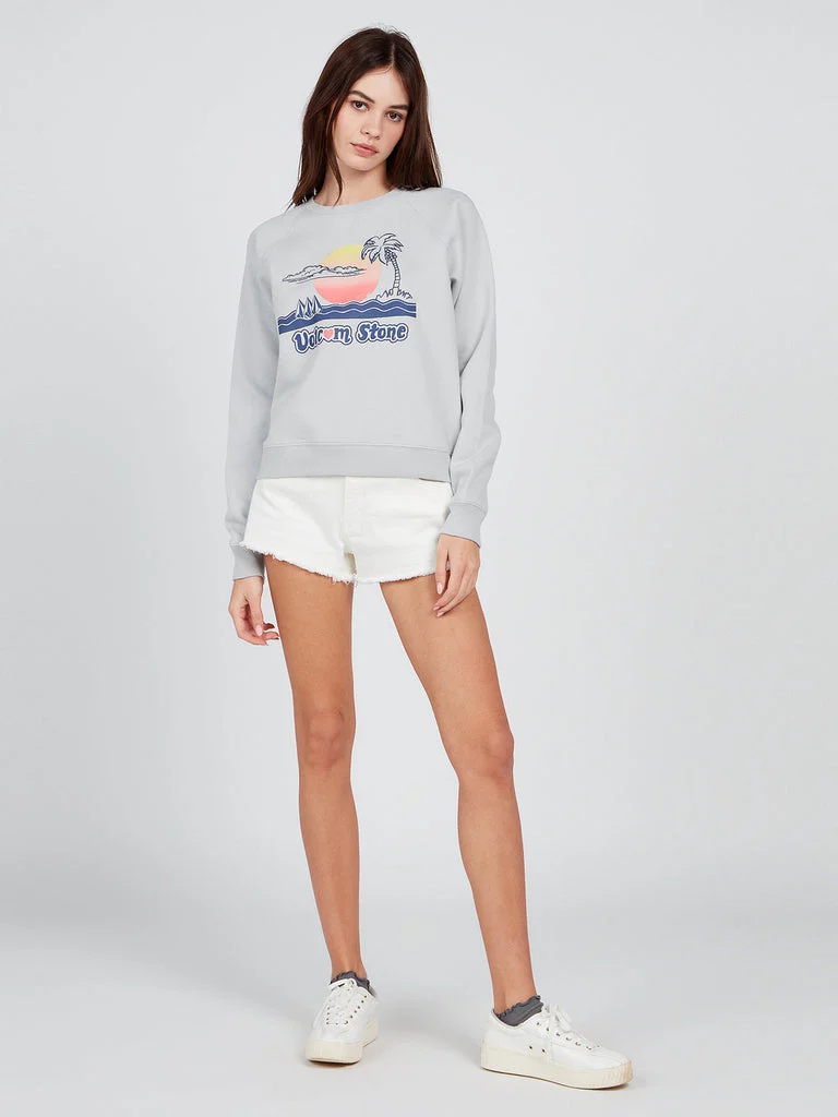 Volcom Truly Stokin Crew Sweatshirt-Daze Grey