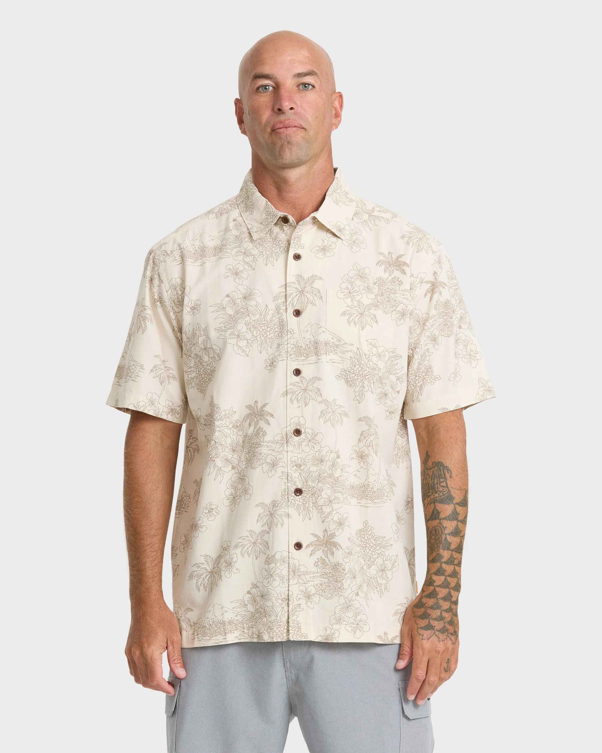 Waterman Island Vibes Short Sleeve Woven Shirt - Moonbeam | Quiksilver